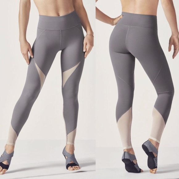 NEW FABLETICS Shavon High Rise HR Leggings Grey Mesh Panels 7/8 Length Tight NWT - Picture 1 of 10